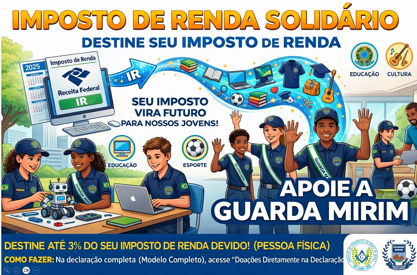 No momento, você está visualizando CONVENORTE lança campanha “Imposto de Renda Solidário” em apoio à Guarda Mirim de Montes Claros